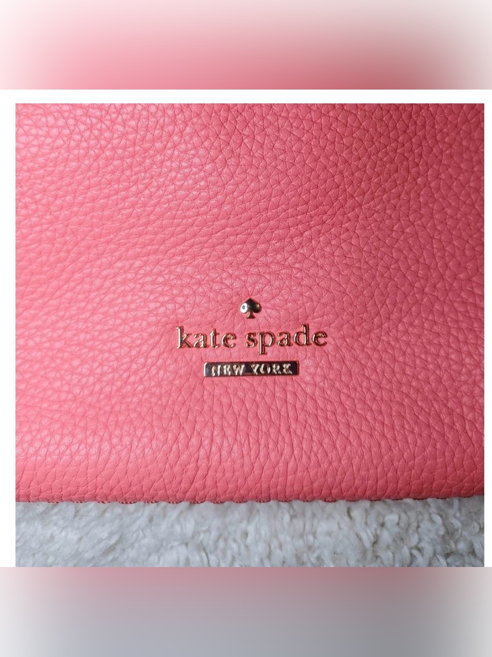 Kate Spade New York Coral Pink Pebbled Leather Crossbody Bag Adjustable Strap - Picture 4 of 11
